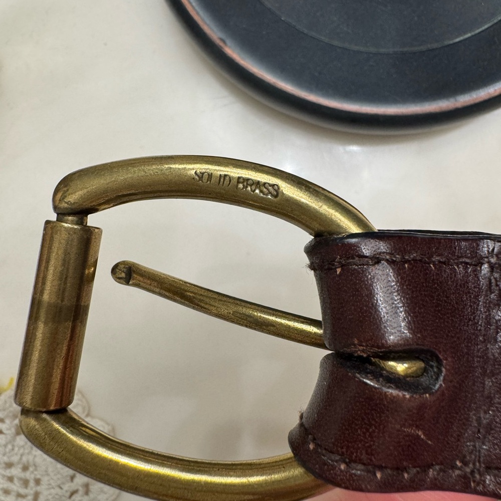 Ralph Lauren Brown Leather Belt with Gold Buckle - Picture 5 of 5
